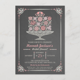 Invitación a la tarta de flores de encaje para la 