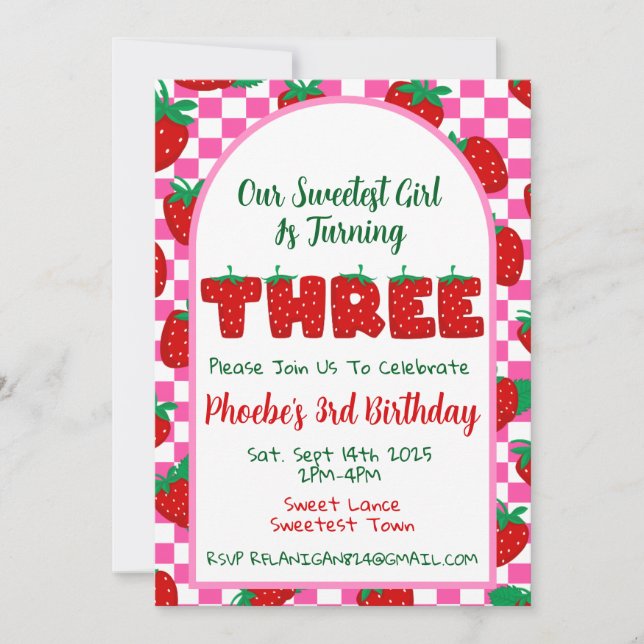 Invitación a la Tercera Fiesta de Cumpleaños Berry (Anverso)