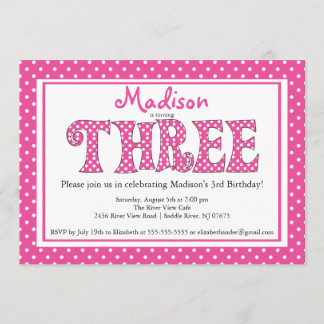 Invitación a la tercera fiesta de cumpleaños del A
