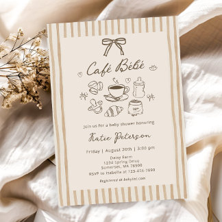 Invitación a la tetería del bebé marrón Café Bebe 