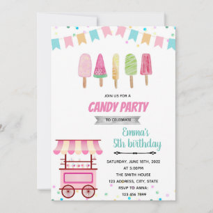 Invitación a la tienda de popsicle de Pastel