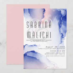 Invitación a la tinta de fluido moderna del Rosa d