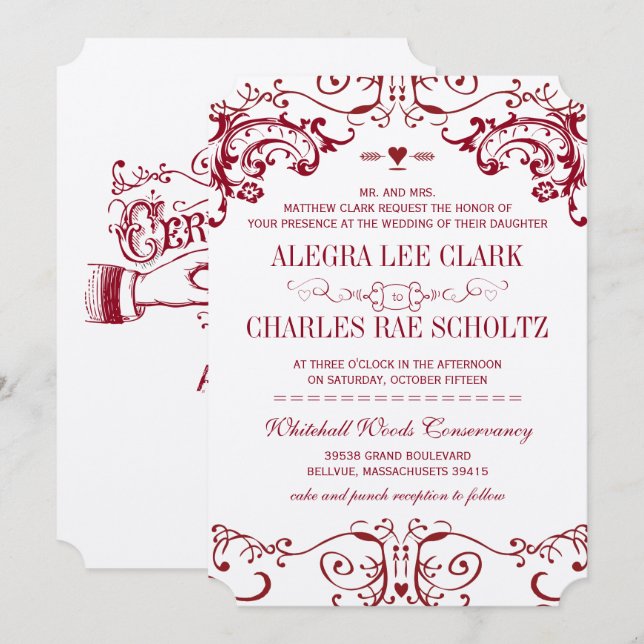 Invitación a la tipografía de Borgoña de Chalkboar (Anverso / Reverso)