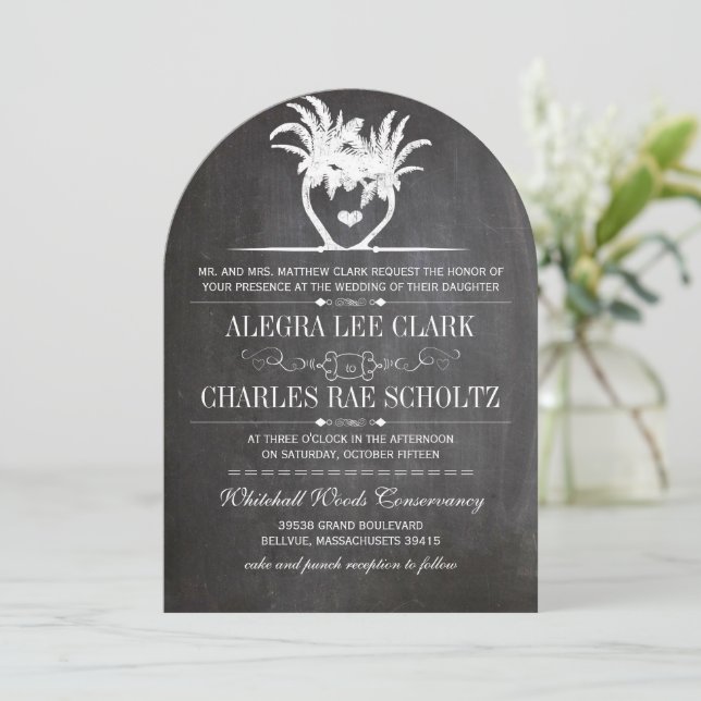 Invitación a la tipografía de chalkboard de destin (Anverso de pie)