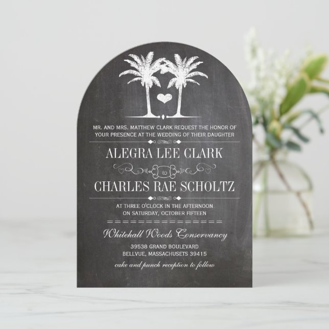 Invitación a la tipografía de chalkboard de destin (Anverso de pie)