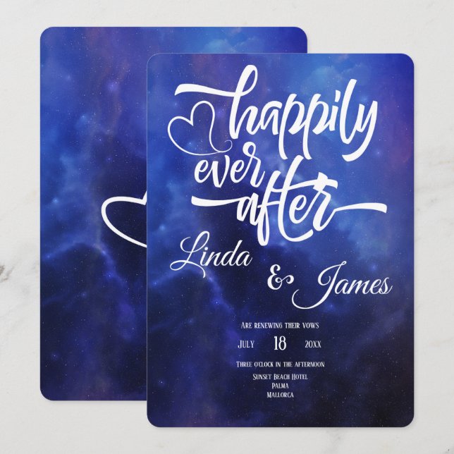 Invitación a la tipografía de nebulosa azul (Anverso / Reverso)