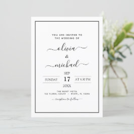 Invitación a la tipografía moderna de Boda blanco 