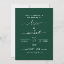Invitación a la tipografía moderna de Boda verde e