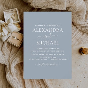 Invitación a la tipografía moderna del Boda azul t