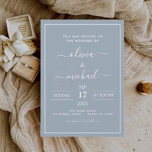Invitación a la tipografía moderna del Boda azul t