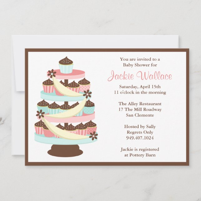 Invitación a la torre del pastel Baby Shower (Anverso)