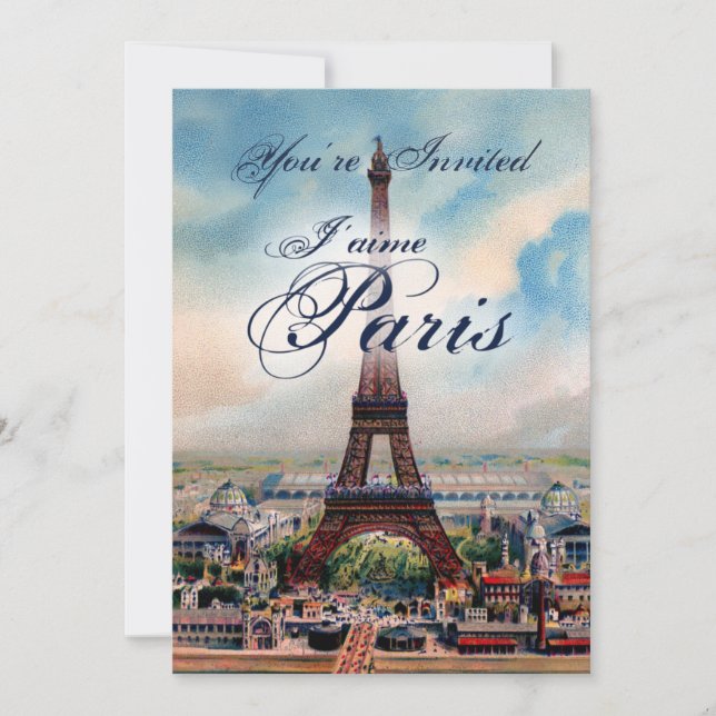 Invitación a la torre Eiffel de época (Anverso)