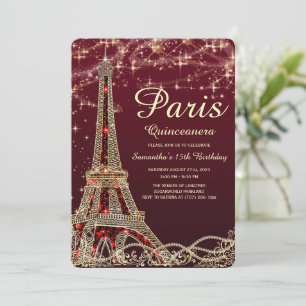 Invitación a la Torre Eiffel de París Quinceanera