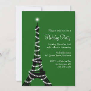 Invitación a la Torre Eiffel de vacaciones verde