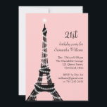 Invitación a la Torre Eiffel por el día 21<br><div class="desc">Las brillantes luces de trineo acentúan la Torre Eiffel en esta invitación de cumpleaños inspirada en París.</div>