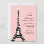 Invitación a la Torre Eiffel por el día 21<br><div class="desc">Las brillantes luces de trineo acentúan la Torre Eiffel en esta invitación de cumpleaños inspirada en París.</div>