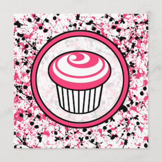 Invitación a la torta - Plata de pintura rosa y ne