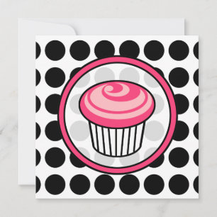 Invitación a la torta - Punto de polka / Rosa y ne
