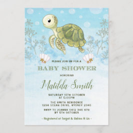 Invitación a la tortuga en Baby Shower bajo el océ