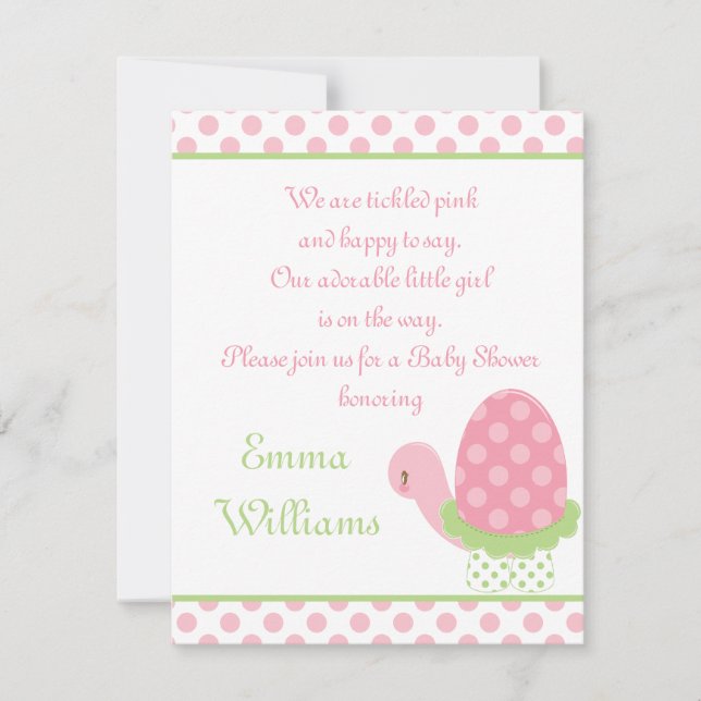 Invitación a la Tortuga Tootsie Baby Shower de 4,2 (Anverso)