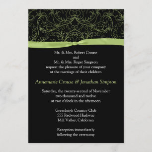 Invitación a la unión de cintas y pergaminos verde