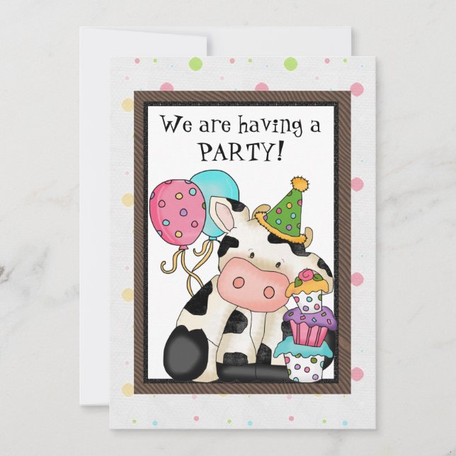 Invitación a la vaca de cumpleaños (Anverso)