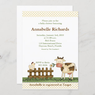 Invitación a la vaca dulce para el hogar 5 x 7