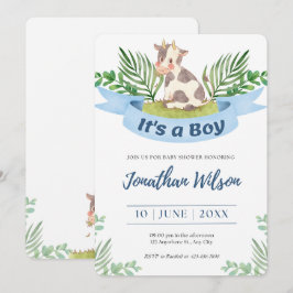 Invitación a la vaca loca de Baby Shower Baby Boy