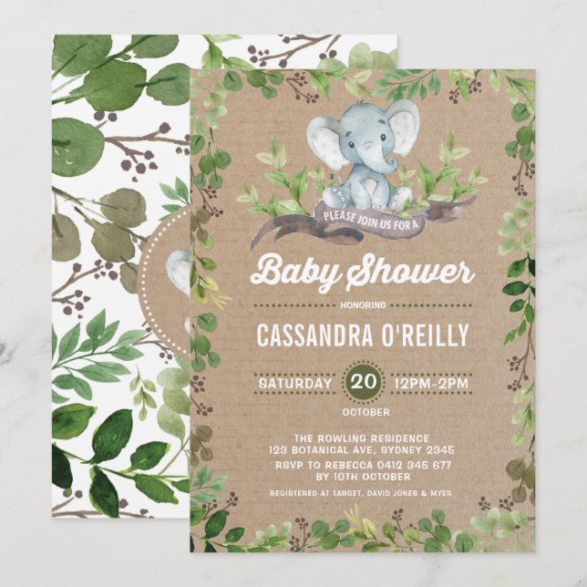 Invitación a la vegetación de Baby Shower Neutral  (Anverso / Reverso)