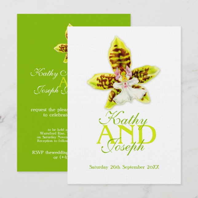 Invitación a la vegetación de la orquídea de Oncid (Anverso / Reverso)