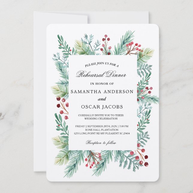 Invitación a la vegetación de marco de hojas de in (Anverso)