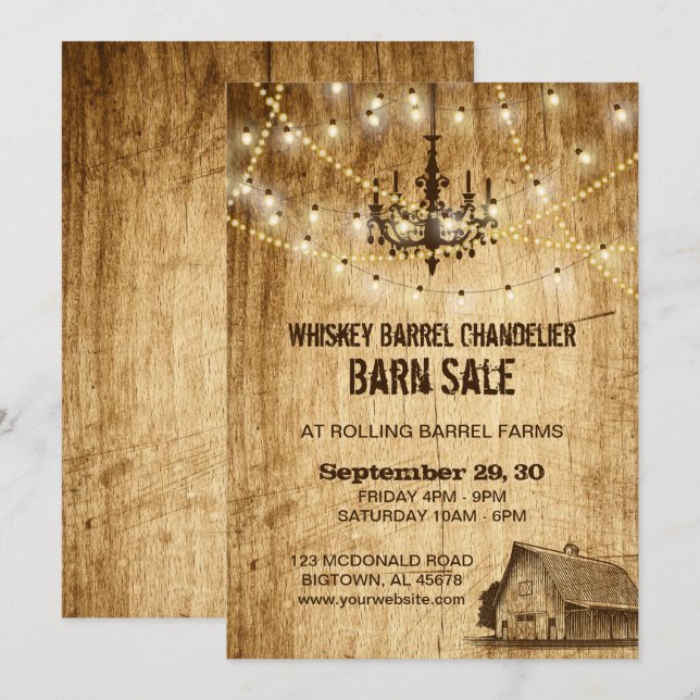 Invitación a la venta con lámpara de araña y luces (Anverso / Reverso)