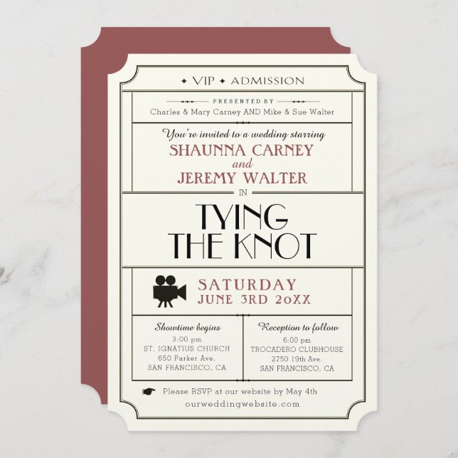 Invitación a la venta de entradas para bodas/Tema  (Anverso / Reverso)