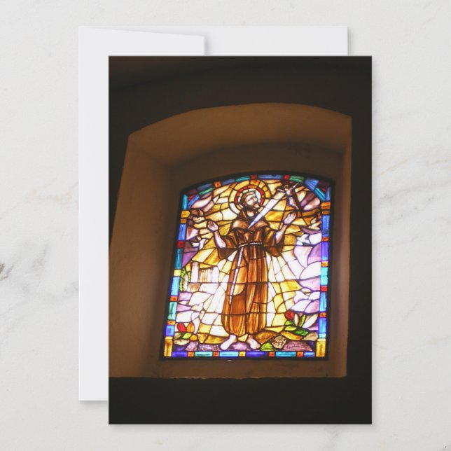 Invitación a la ventana de vidrio manchado religio (Anverso)