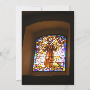 Invitación a la ventana de vidrio manchado religio