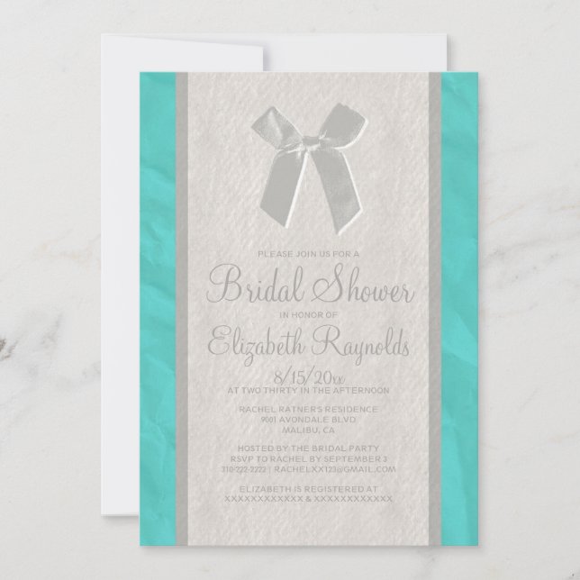 Invitación a la Verde azulada ducha nupcial de col (Anverso)