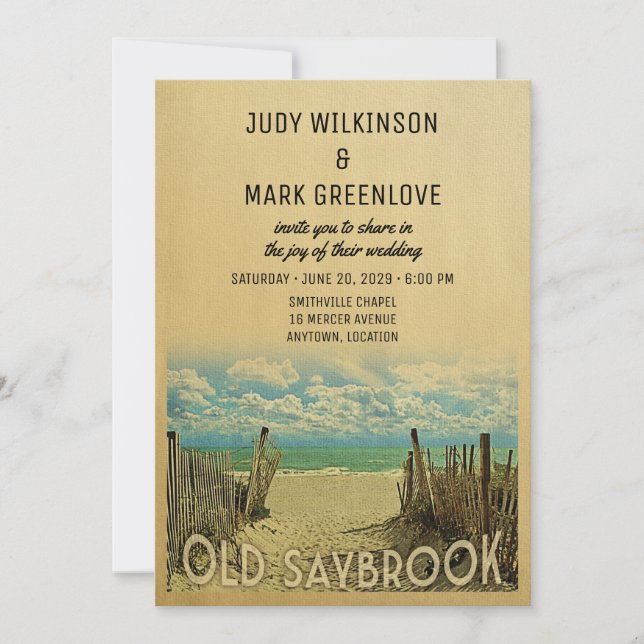 Invitación a la vieja boda de la playa de Saybrook (Anverso)