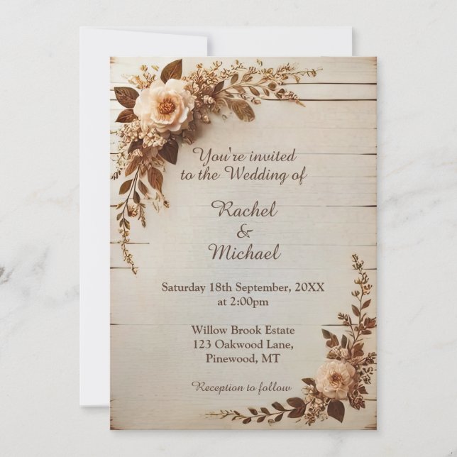 Invitación a la vieja boda rústica (Anverso)