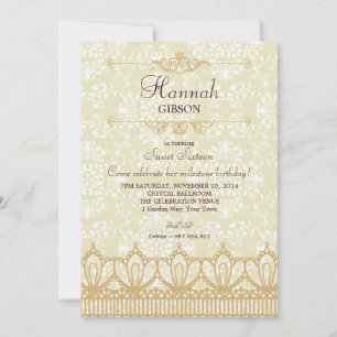 Invitación a la Vieja Lace & Damask Brocade Sweet 