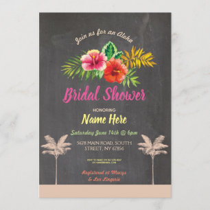 Invitación a la vintage de la Chalk tropical Aloha