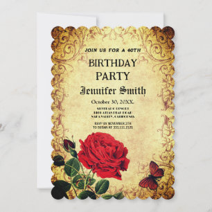 Invitación a la vitalidad de rosa rojo elegante y 