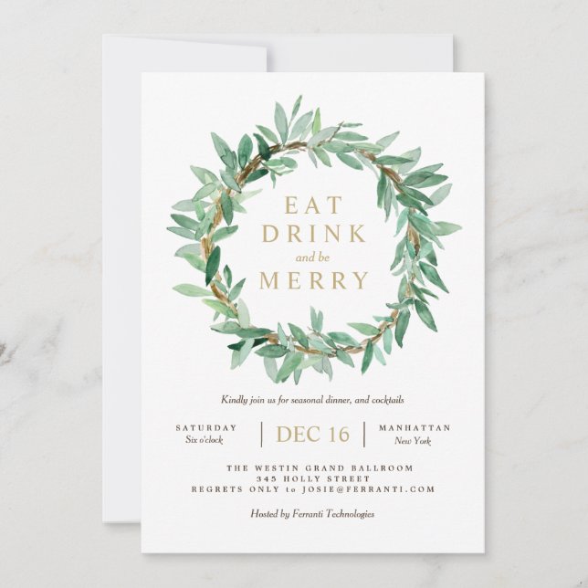 Invitación a la Wreath de hojas de oliva de laurel (Anverso)