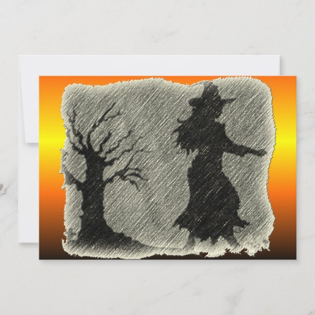 Invitación a lápiz de brujas (Anverso)