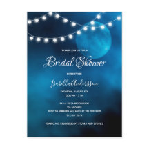 Invitación a las cadenas de luces de luna azul de 