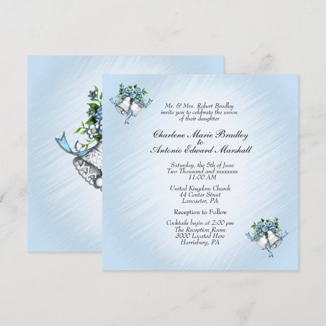 Invitación a las campanas Bodas azules (Anverso / Reverso)