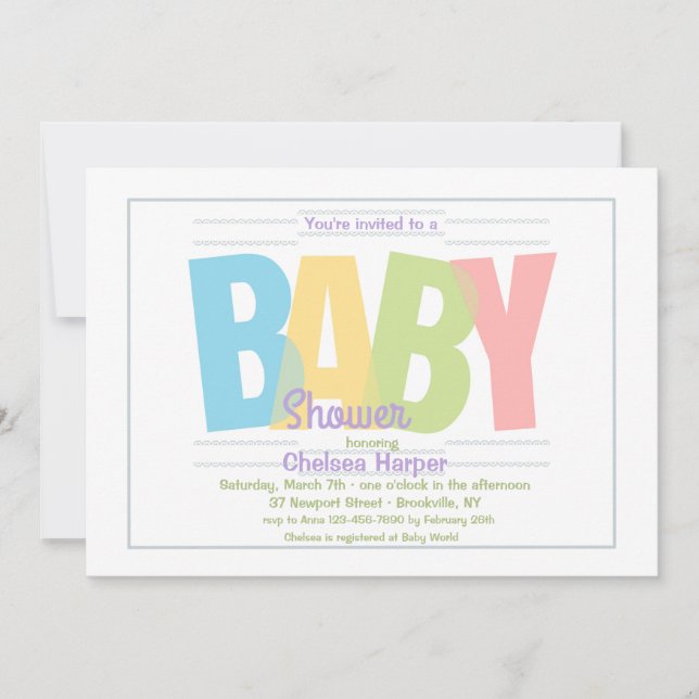 Invitación a las cartas de Baby Shower (Anverso)