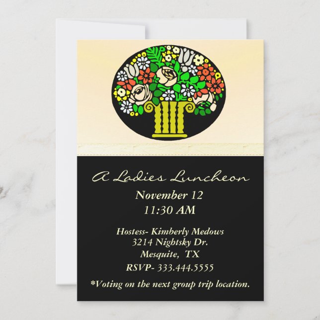 Invitación a las damas de envases florales (Anverso)