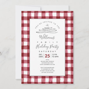 Invitación a las fiestas de Cranberry Gingham de R