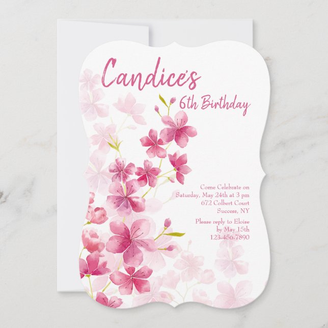 Invitación a las flores acuarelas (Anverso)