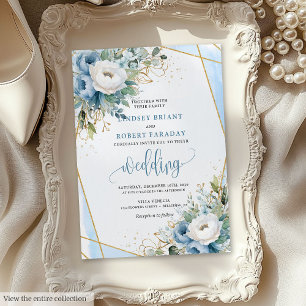 Invitación a las flores clásicas de oro blanco y a